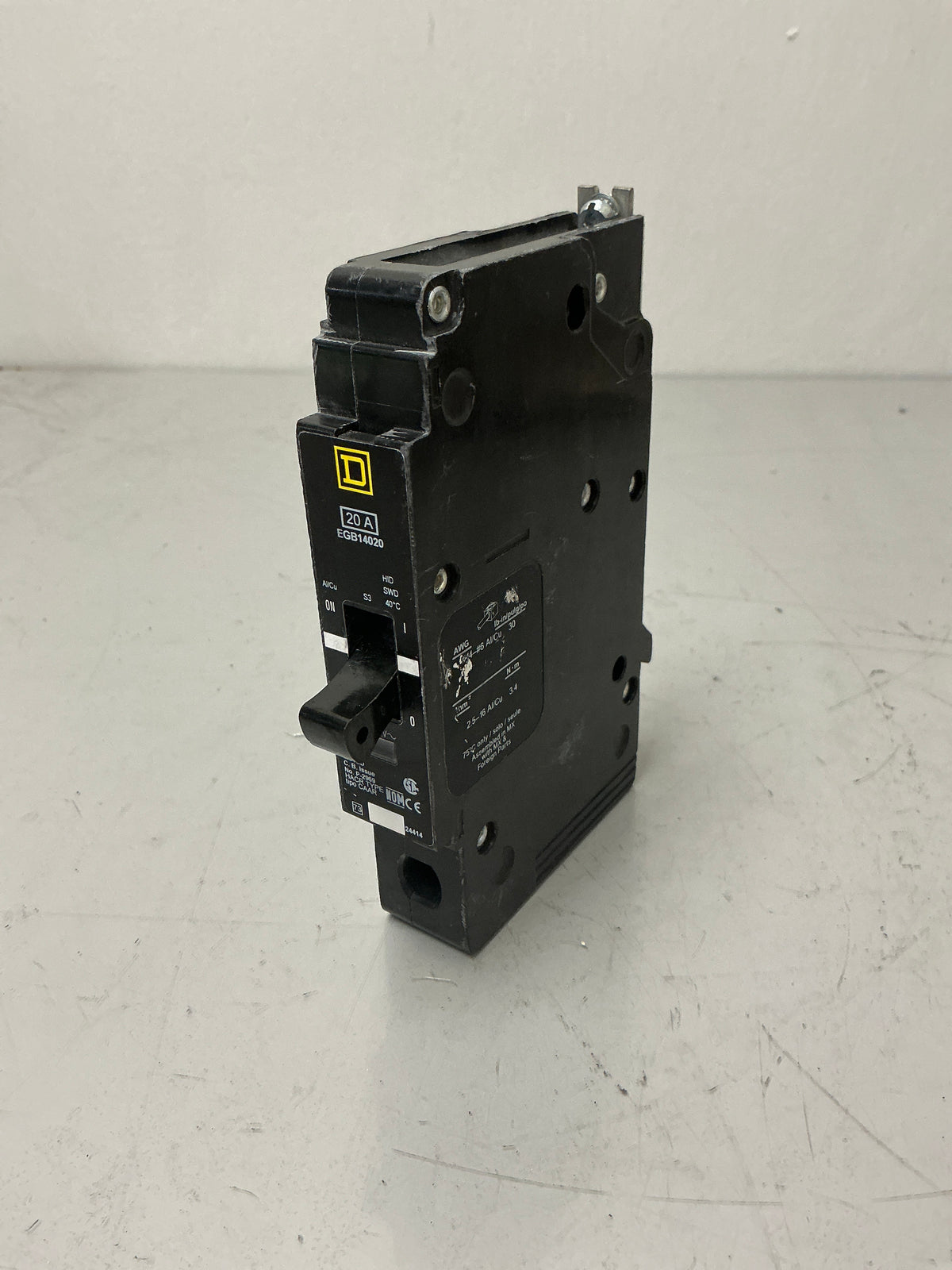Used Square D EGB14020, 1 Pole, 20 Amps, 120 Volts Circuit Breaker