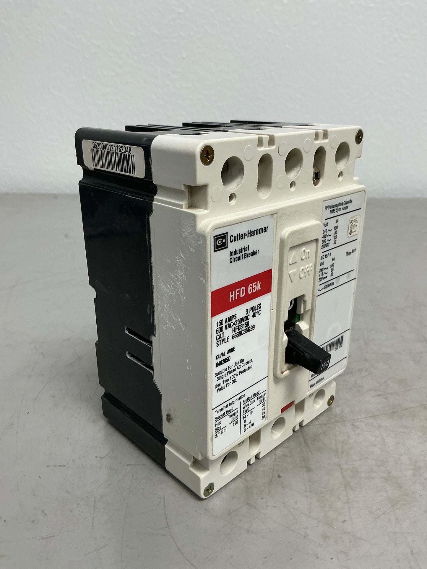 Used HFD3150 3 Pole, 150 Amps, 480 Volts