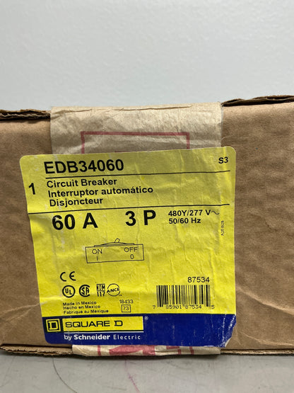 New Square D EDB34060 3 Pole, 60 Amps, 480 Volts