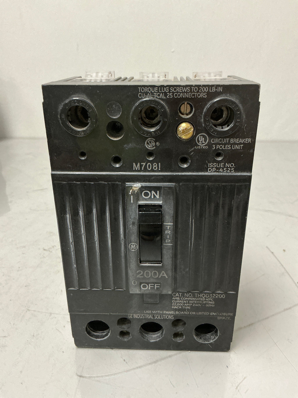 Used THQD32200 3 Pole, 200 Amps, 240 Volts Circuit Breaker