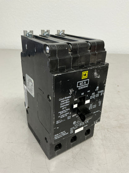 Used Square D EDB34040 3 Pole, 40 Amps, 480 Volts