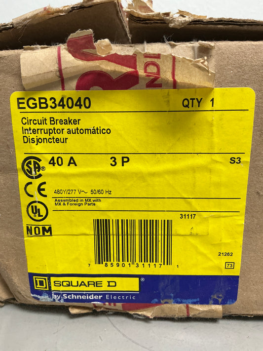 New Square D EGB34040 3 Pole, Amps, 480 Volts
