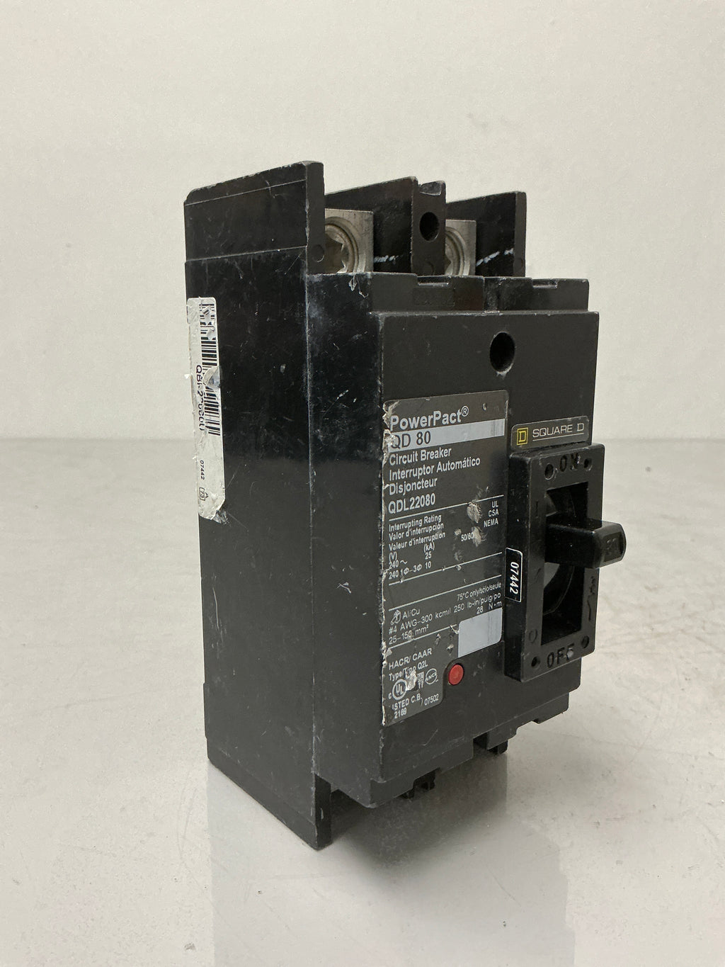 Used Square D QDL22080 2 Pole, 80 Amps, 240 Volts Circuit Breaker