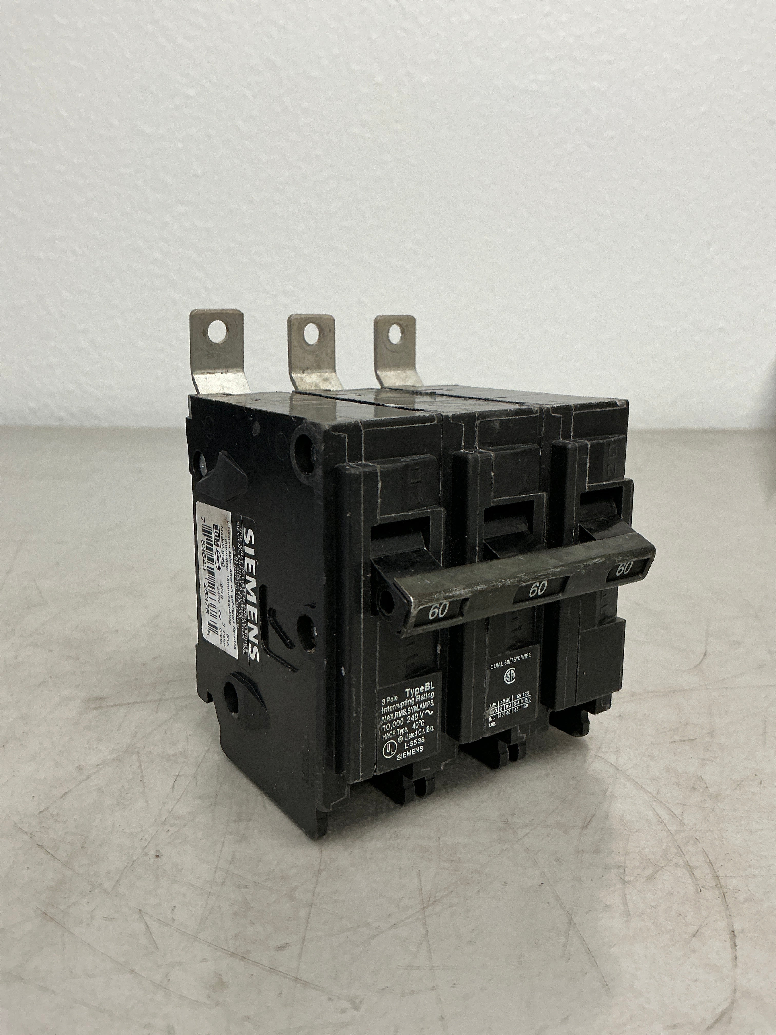 Used Siemens B360 3 Pole, 60 Amps, 240 Volts