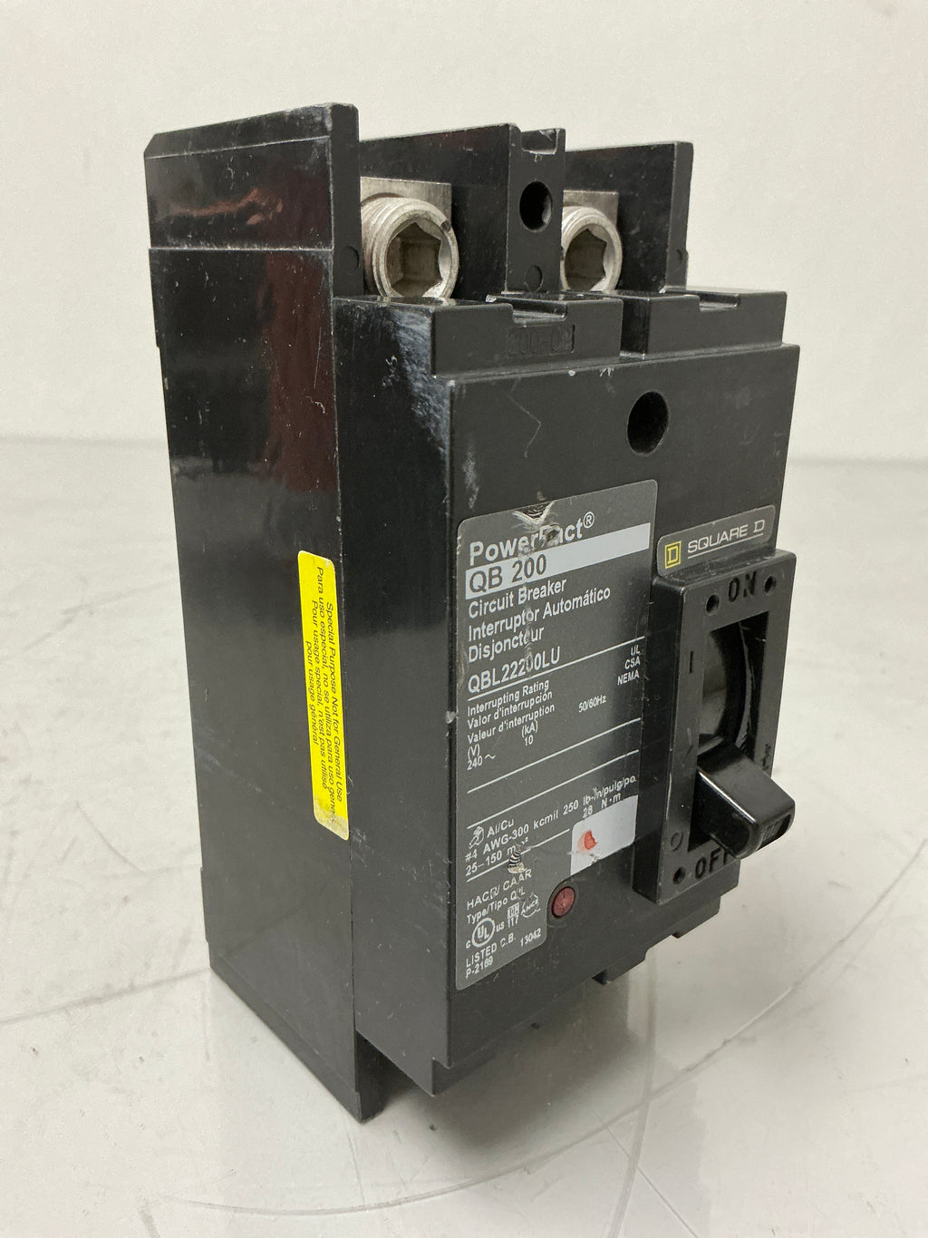 Used Square D QBL22200LU 2 Pole, 200 Amps, 240 Volts Circuit Breaker