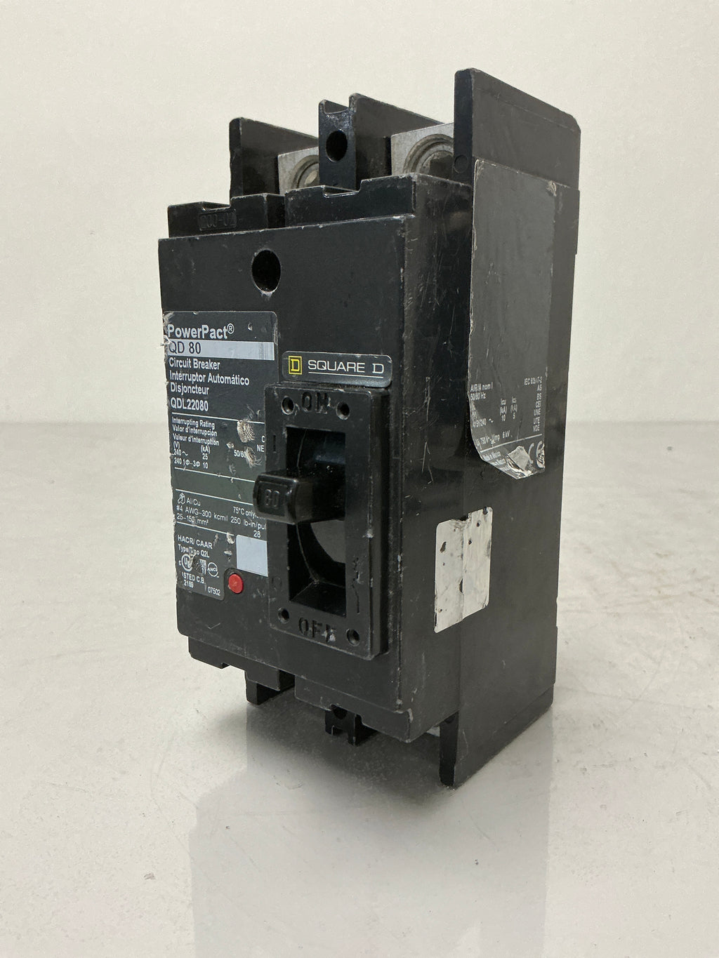 Used Square D QDL22080 2 Pole, 80 Amps, 240 Volts Circuit Breaker