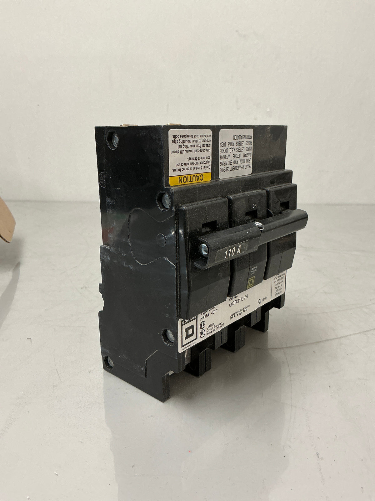 New Square D QOB3110VH 3 Pole, 110 Amps, 240 Volts Circuit Breaker
