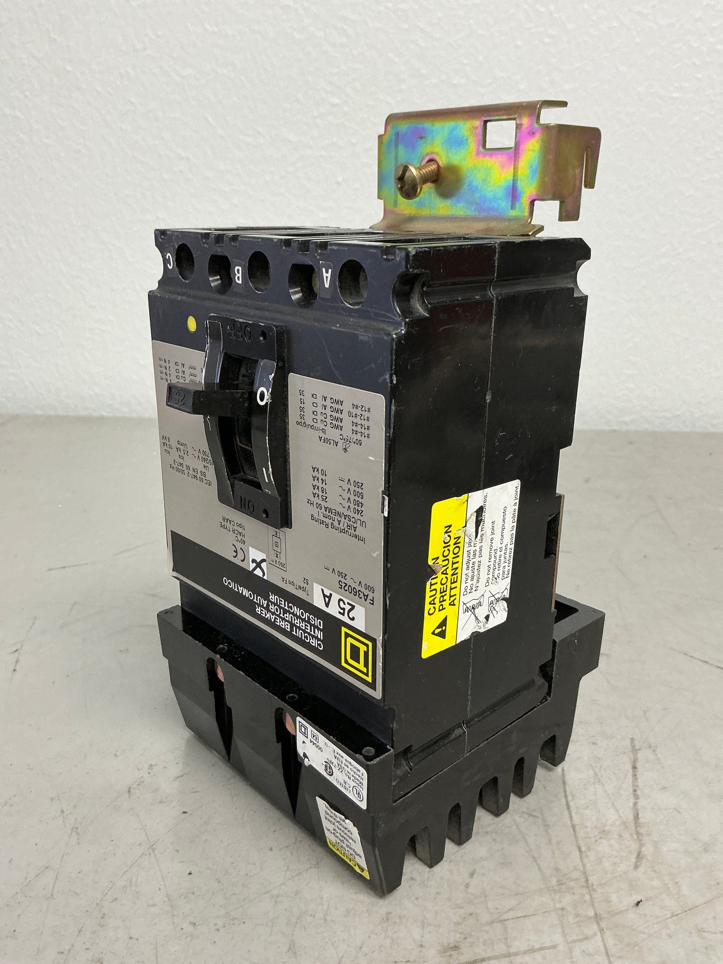 Used Square D FA36025 3 Pole, 25 Amps, 600 Volts