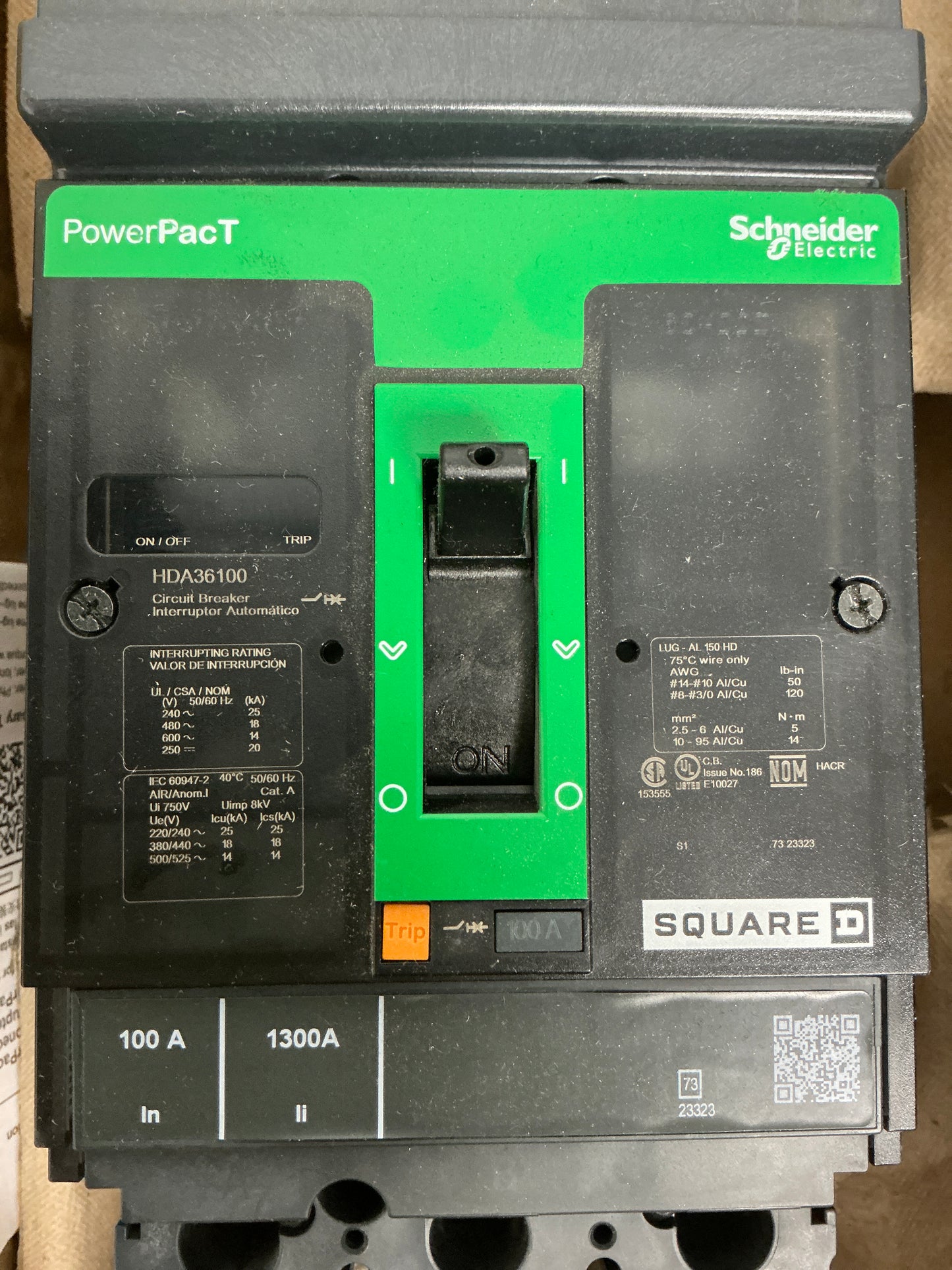 New Square D HDA36100 3 Pole, 100 Amps, 600 volts