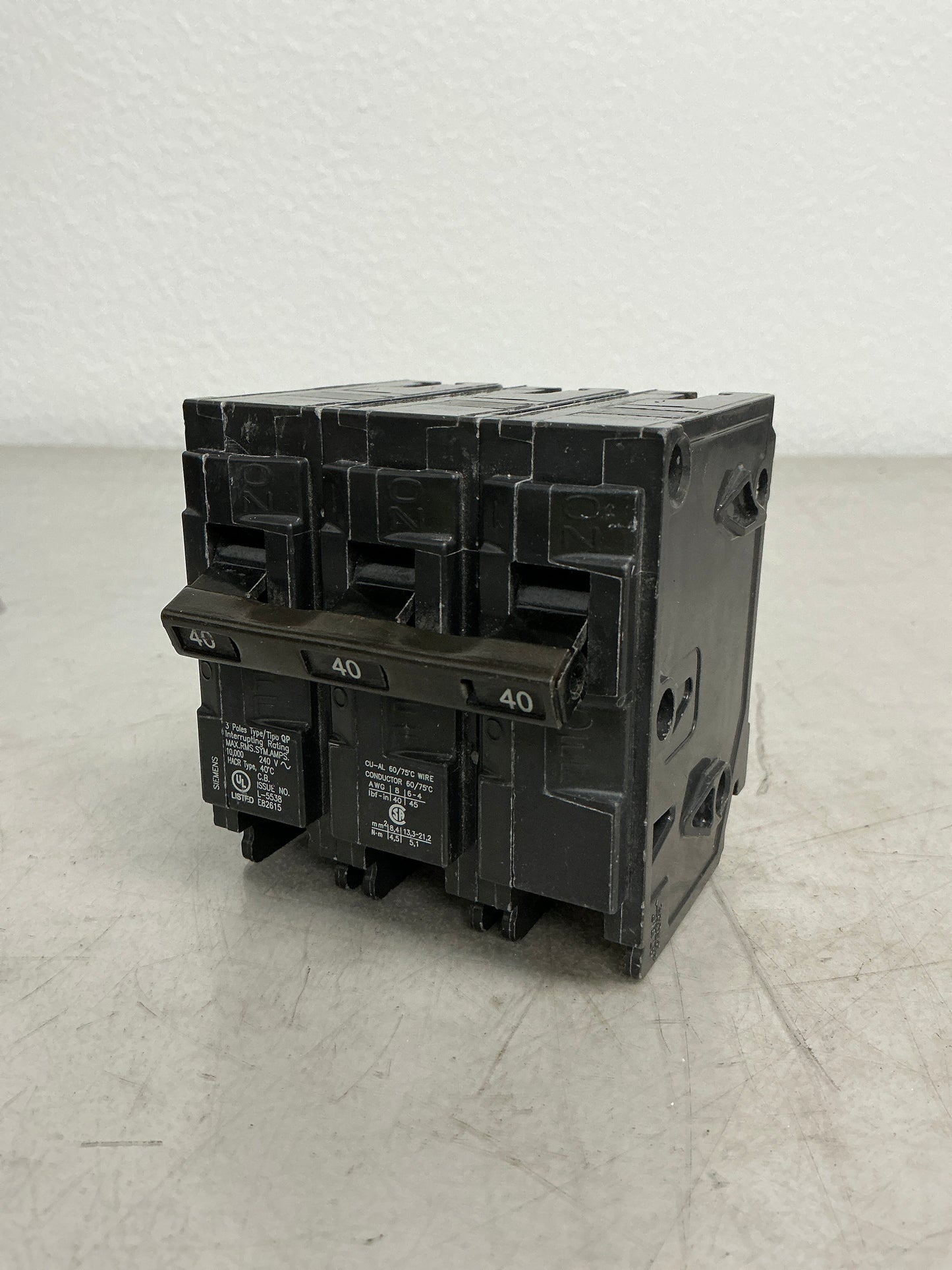 Used Siemens Q340 3 Pole, 40 Amps, 240 Volts