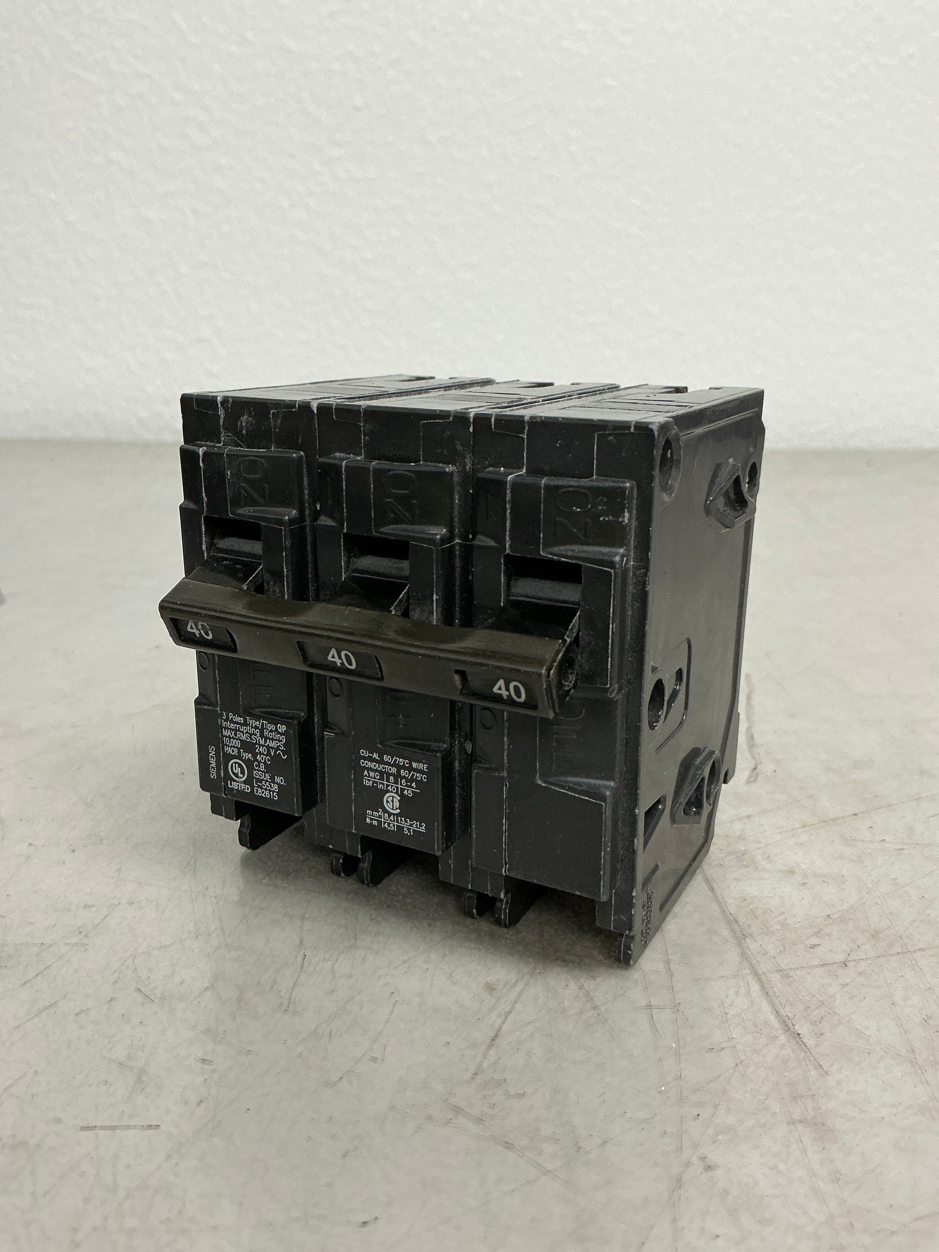 Used Siemens Q340 3 Pole, 40 Amps, 240 Volts