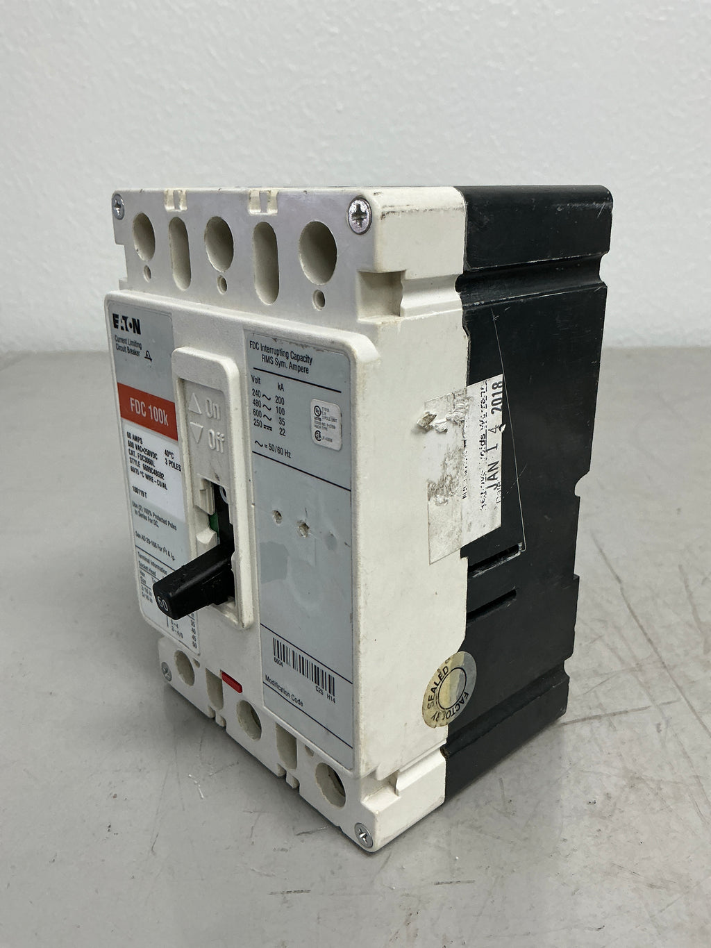 Used Eaton FDC3060L 3 Poles, 60 Amps, 600 Volts