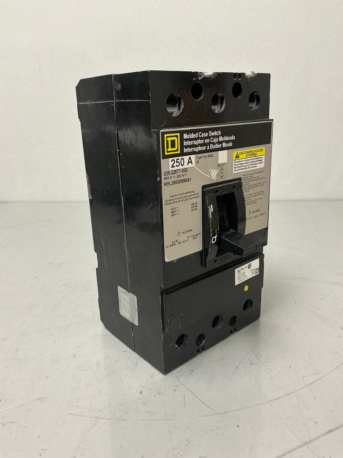 Used Square D KHL36000M8041 3 Pole, 250 Amps, 600 Volts, Circuit Breaker