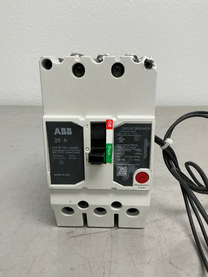 *CHIPPED* Used ABB TEYL3025B 3 Pole, 25 Amps, 480 Volts, Shunt trip