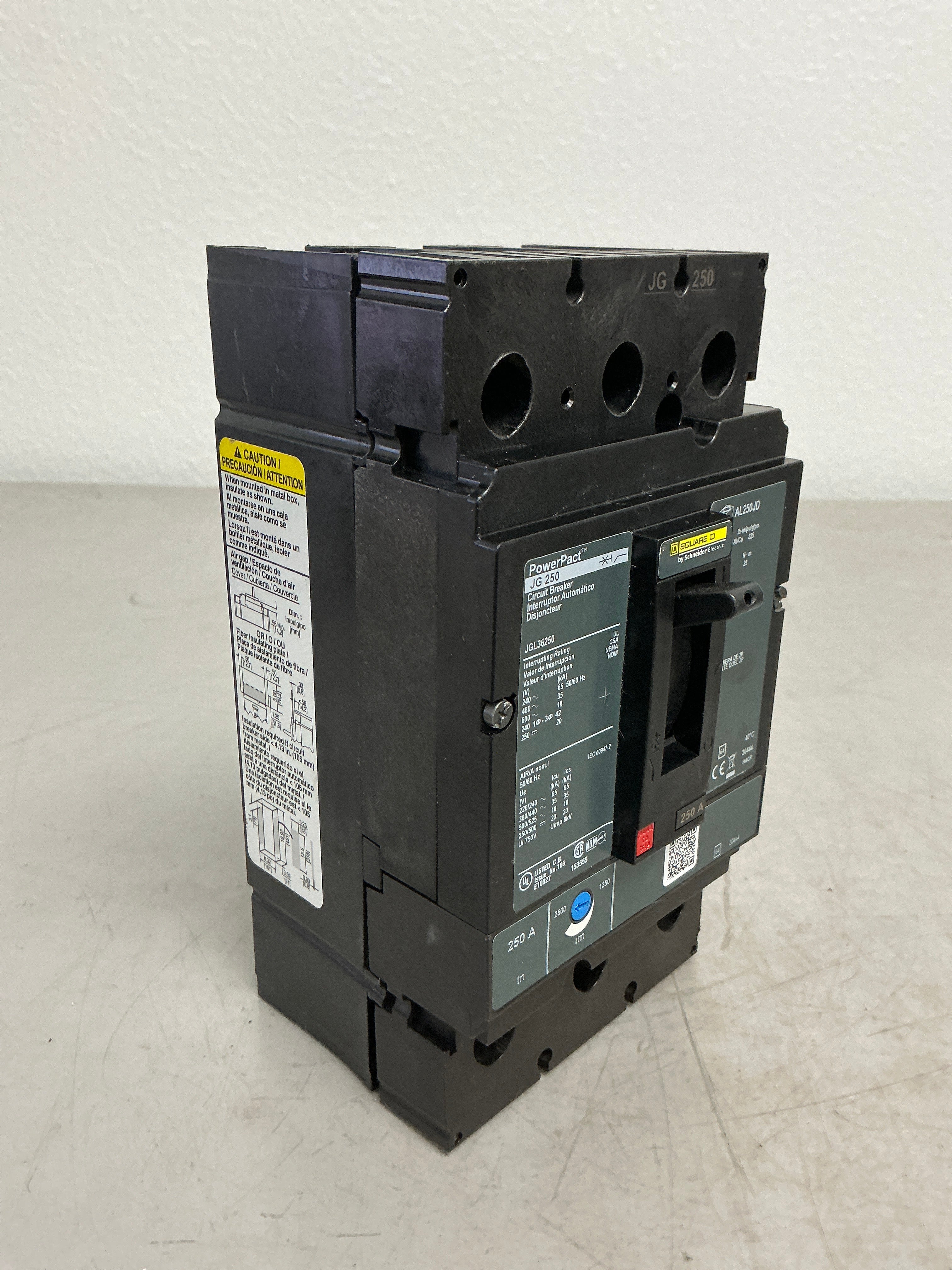 Used Square D JGL36250 3 Pole, 250 Amps, 480 Volts