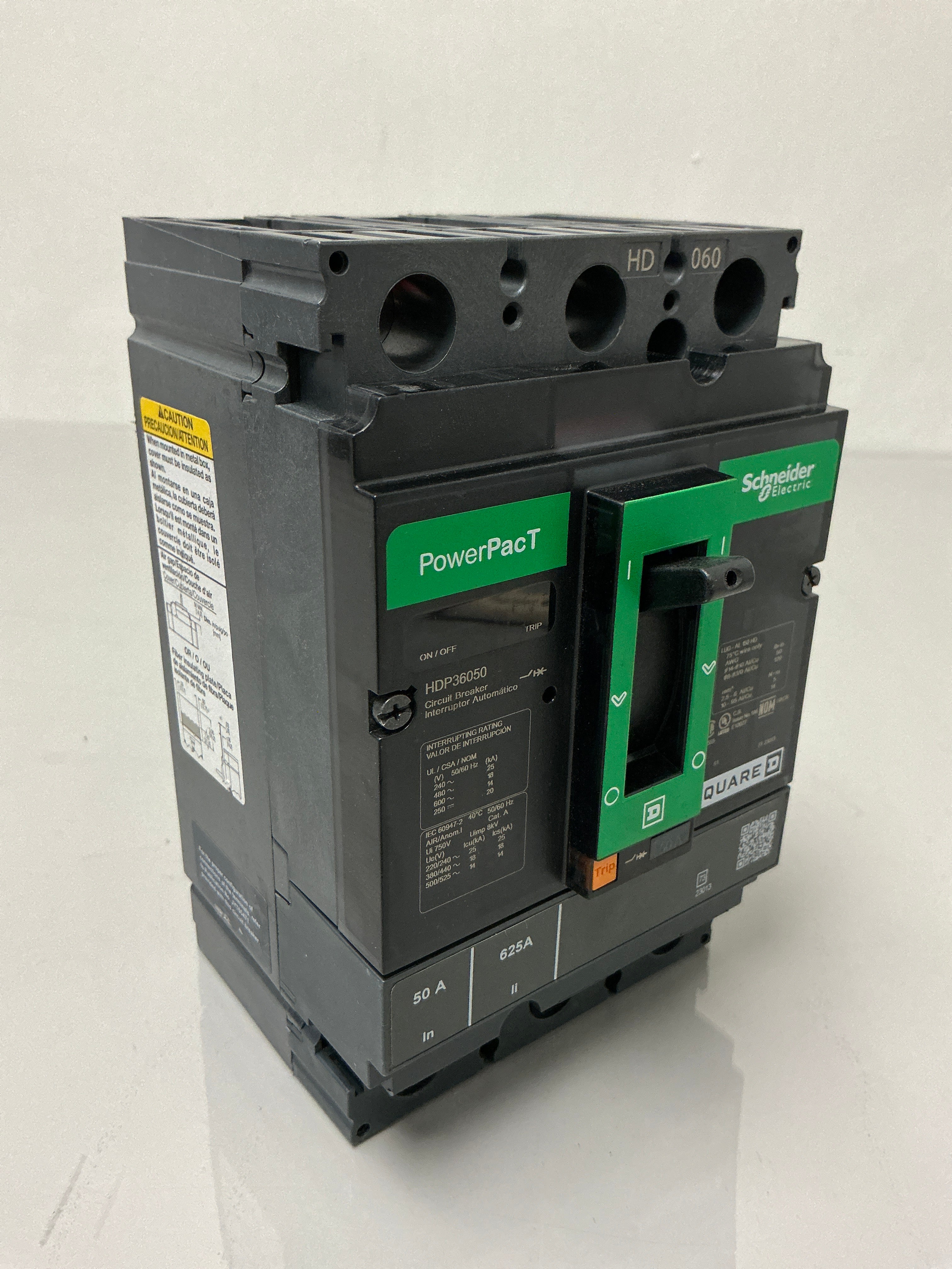 Used Square D HDP36050 3 Poles, 50 Amps, 600 Volts Circuit Breaker