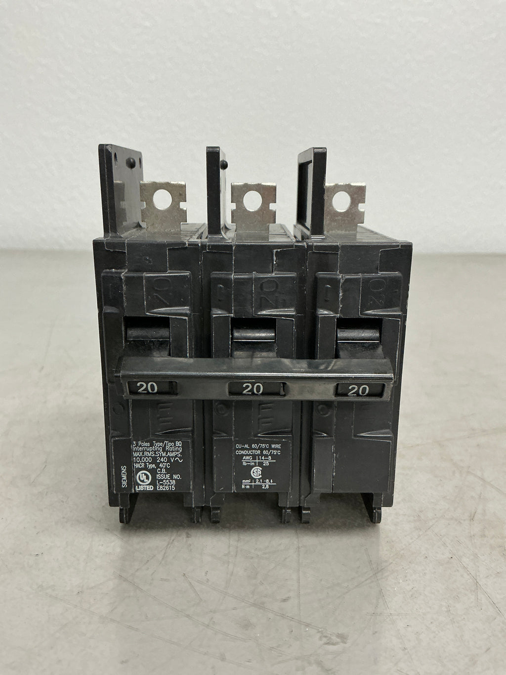 Used Siemens BQ3B020 3 Pole, 20 Amps, 240 Volts