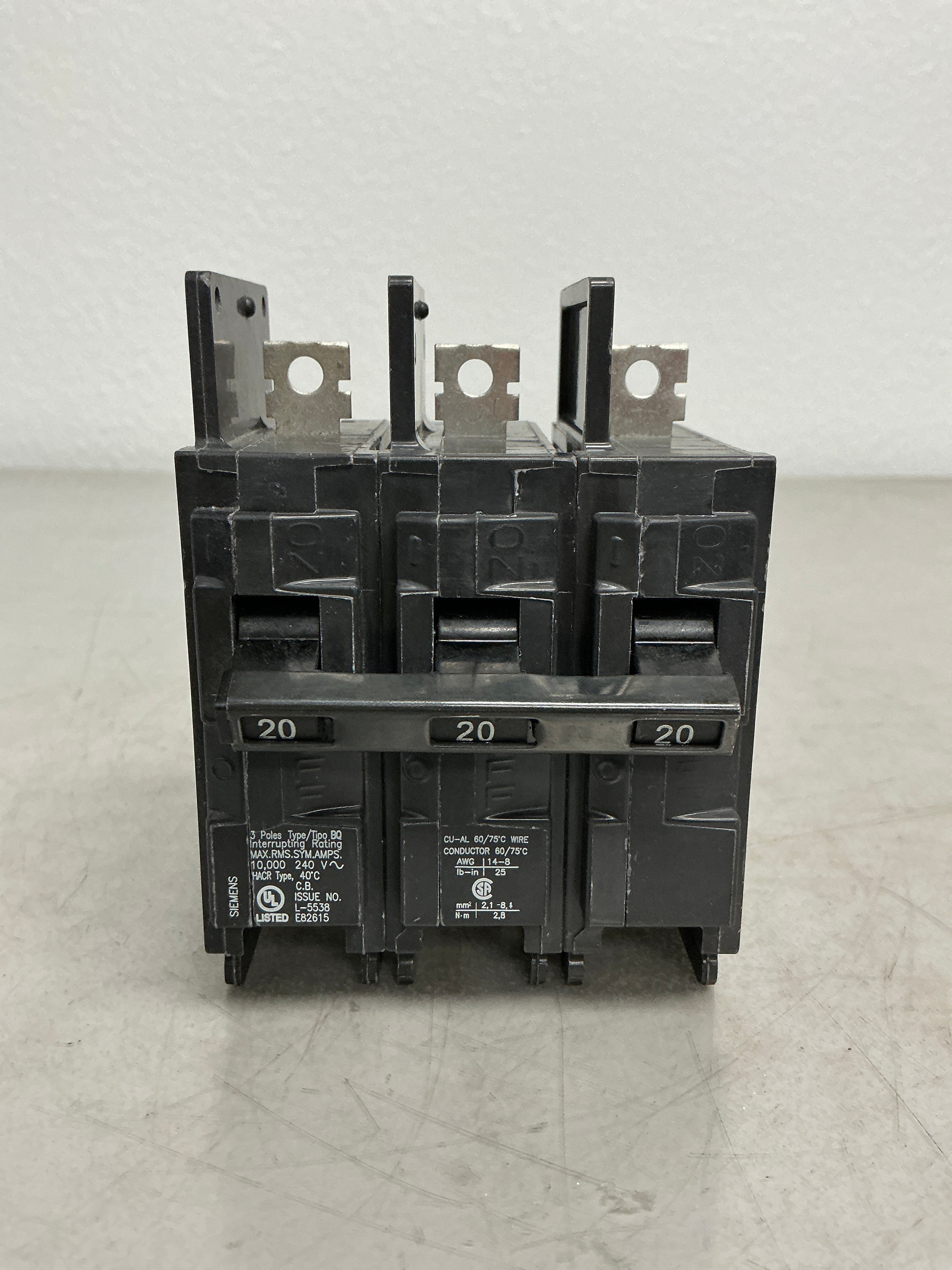 Used Siemens BQ3B020 3 Pole, 20 Amps, 240 Volts