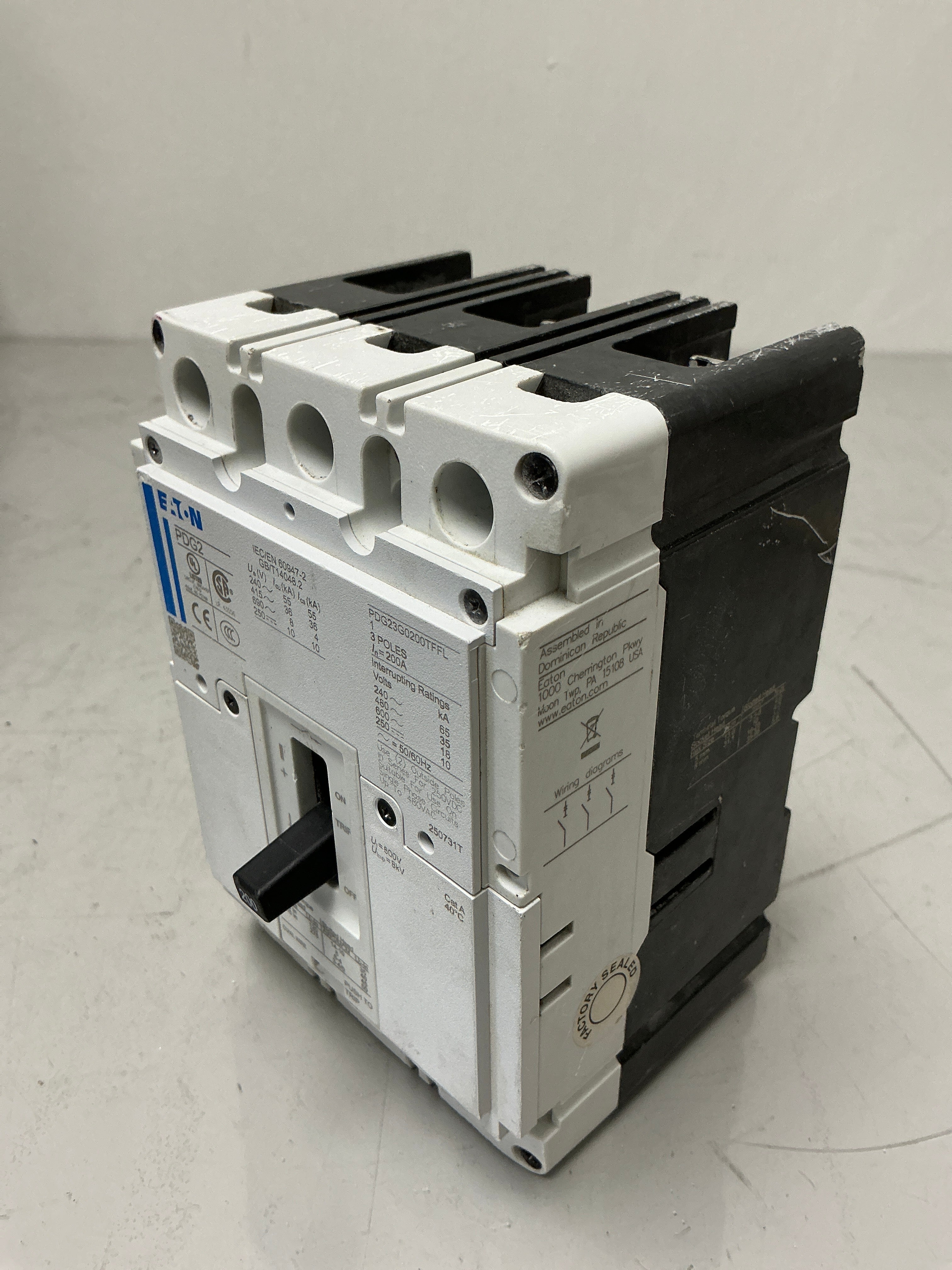 Used Eaton PDG23G0200TFFL 3 Pole, 200 Amps, 600 Volts Circuit Breaker