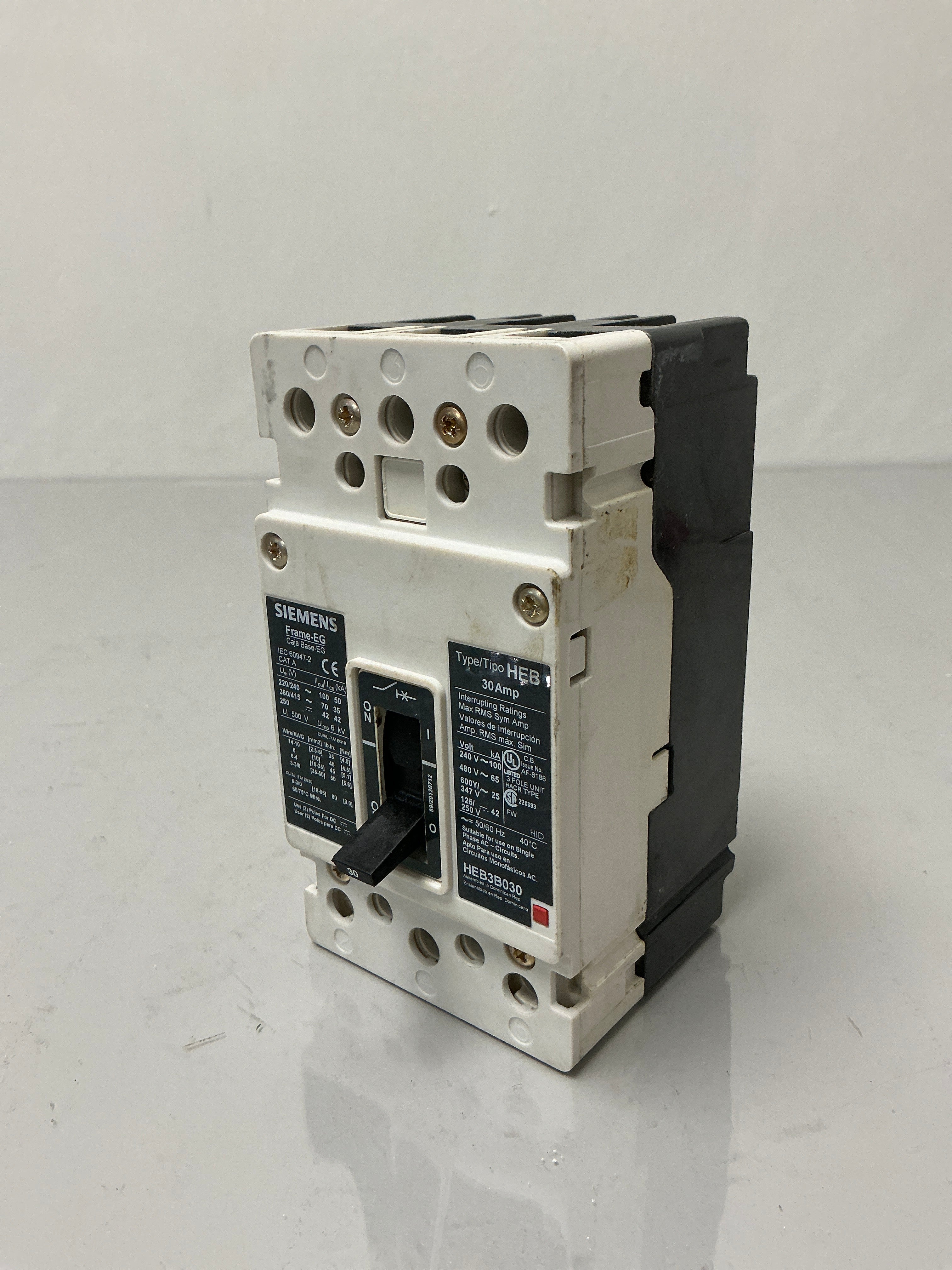 Used Siemens HEB3B030 3 Pole, 30 Amps, Circuit Breaker