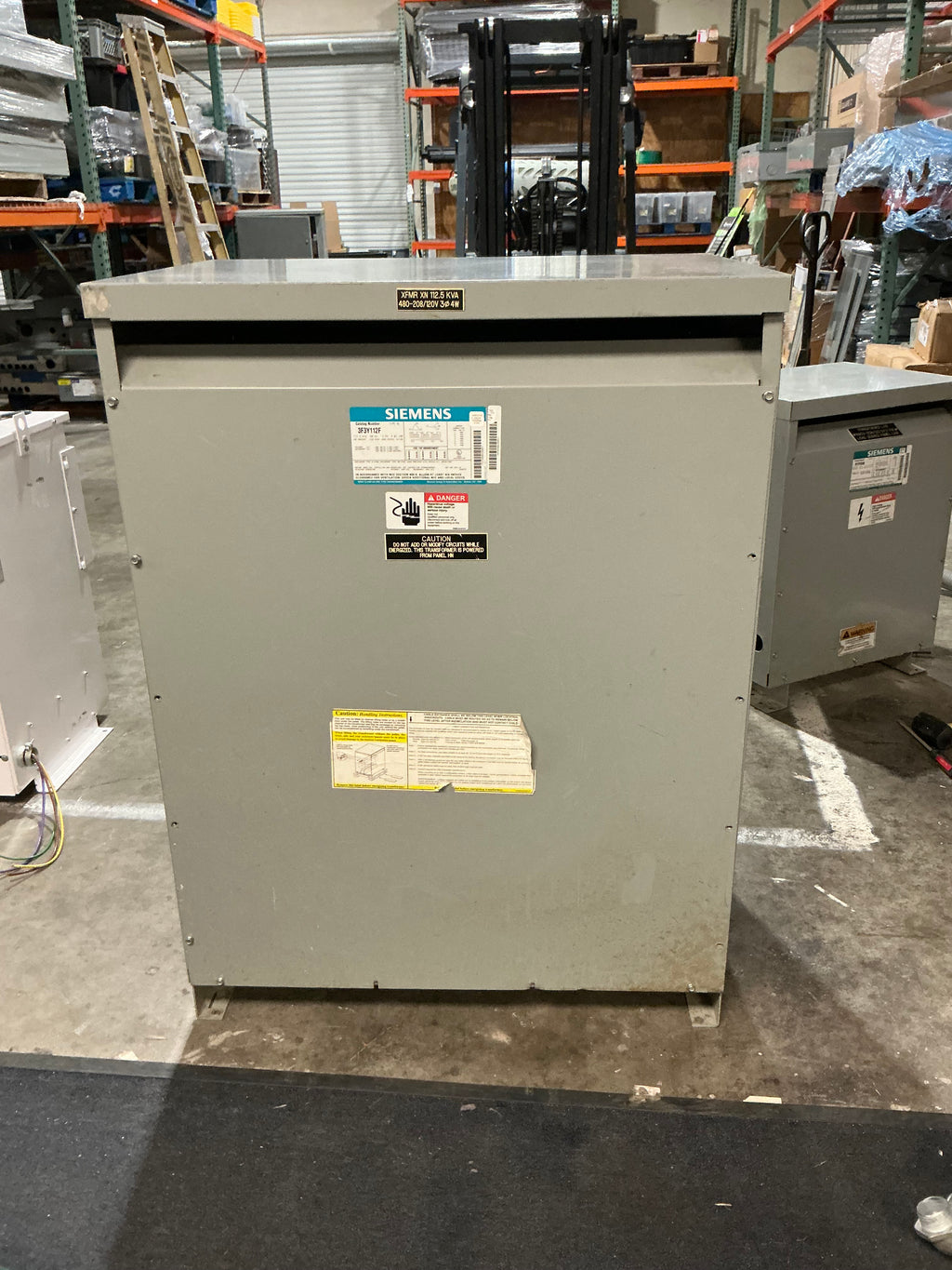 Used Siemens 3F3Y112F 112.5 KVA 3PH 480 Primary 208/120 Secondary Transformer