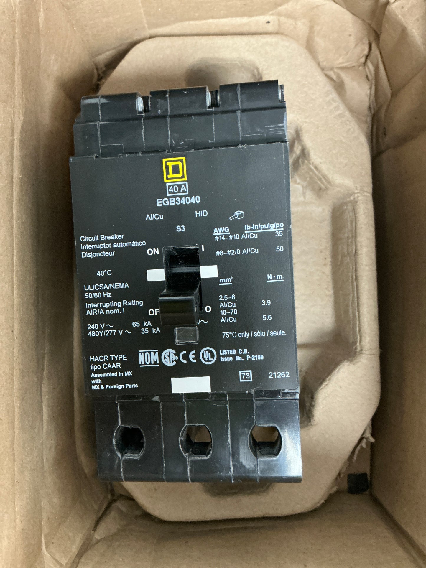 New Square D EGB34040 3 Pole, Amps, 480 Volts