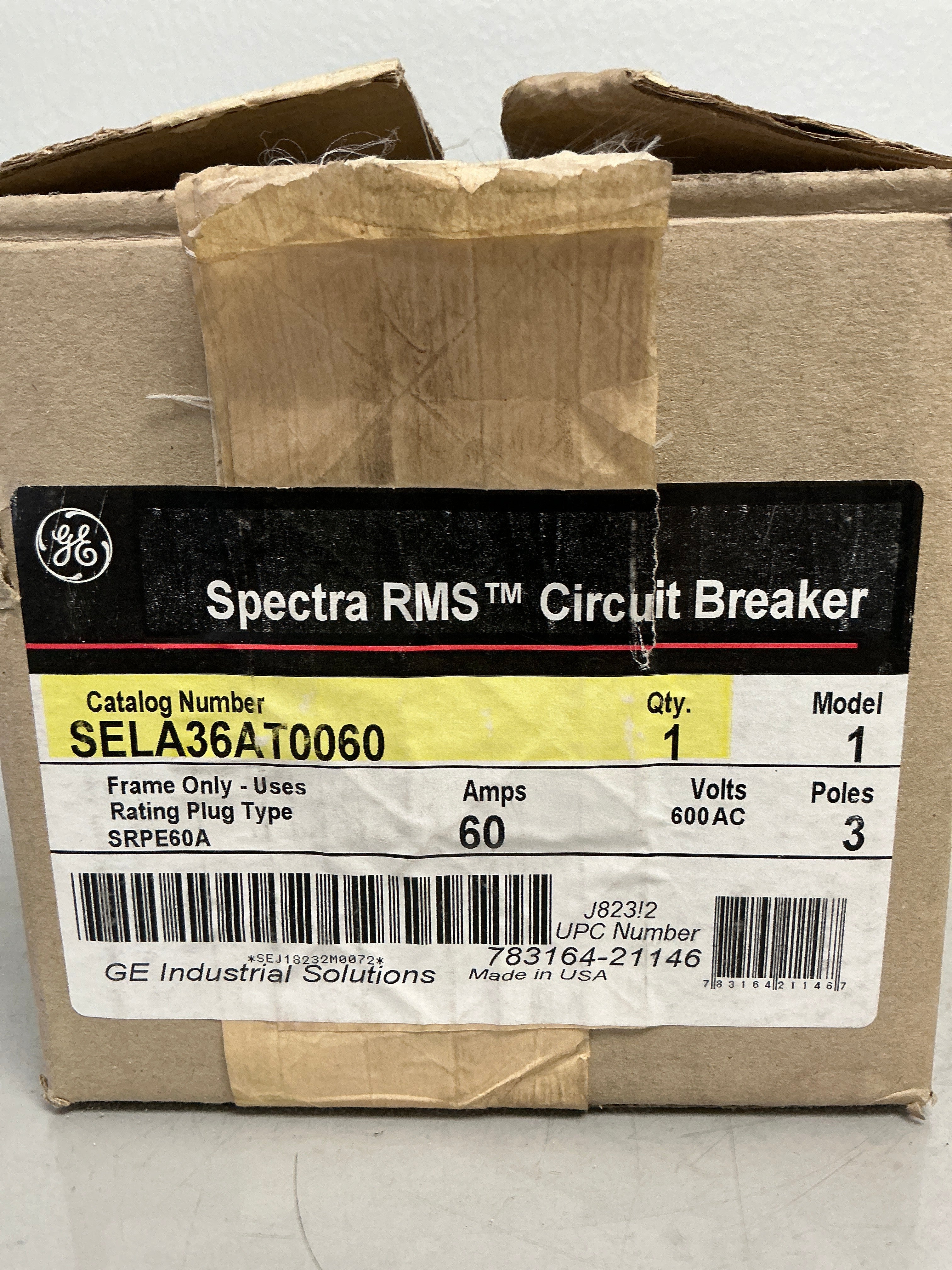 New SELA36AT0060 3 Pole, 60 Amps, 600 Volts