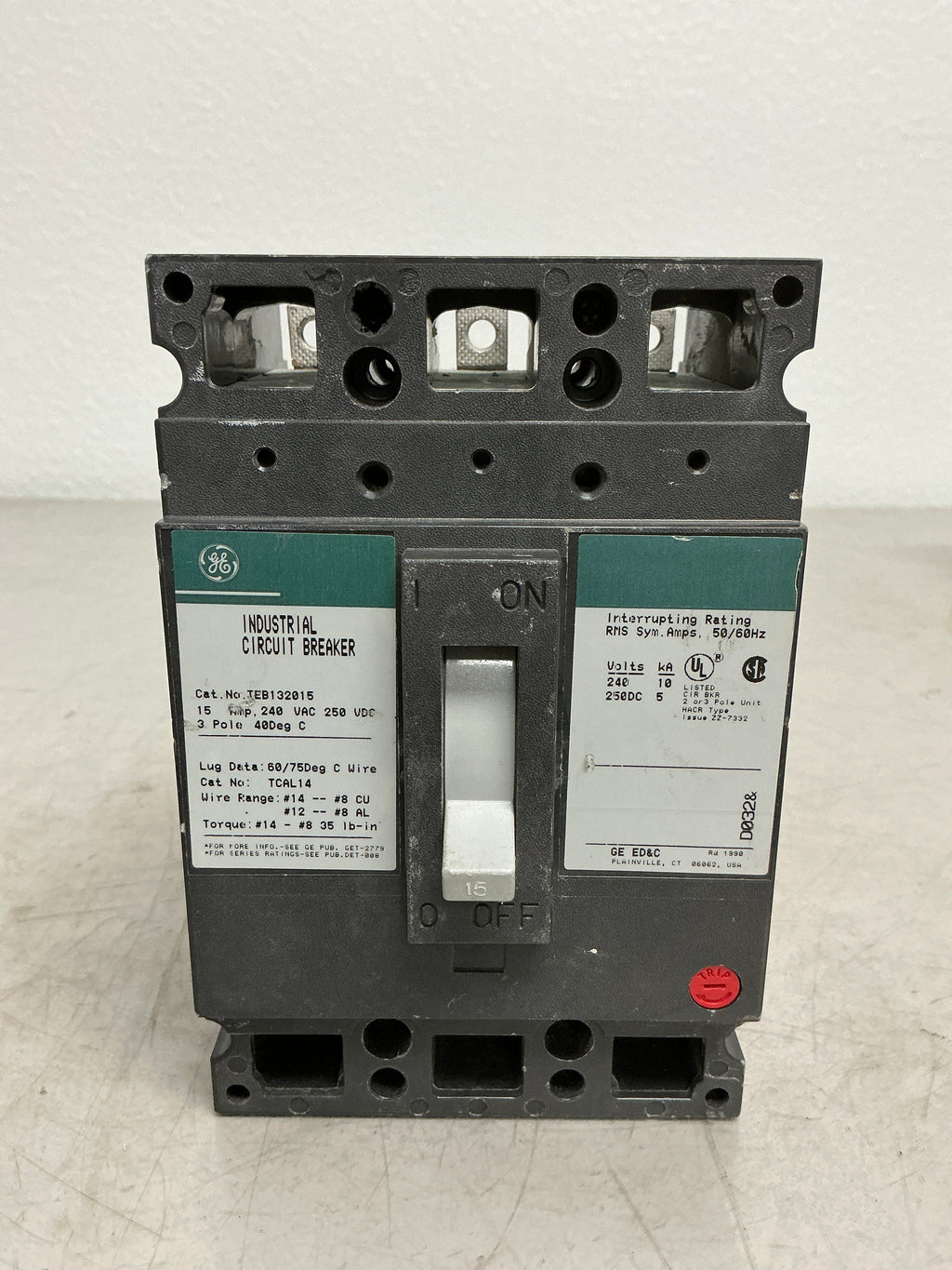 Used TEB132015 3 Pole, 15 Amps, 240 Volts Circuit Breaker