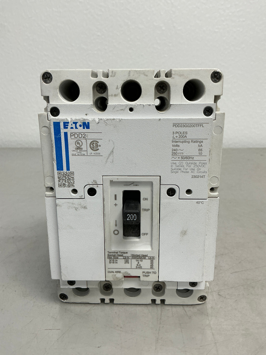 New Eaton PDD23G0200TFFL 3 Poles, 200 Amps