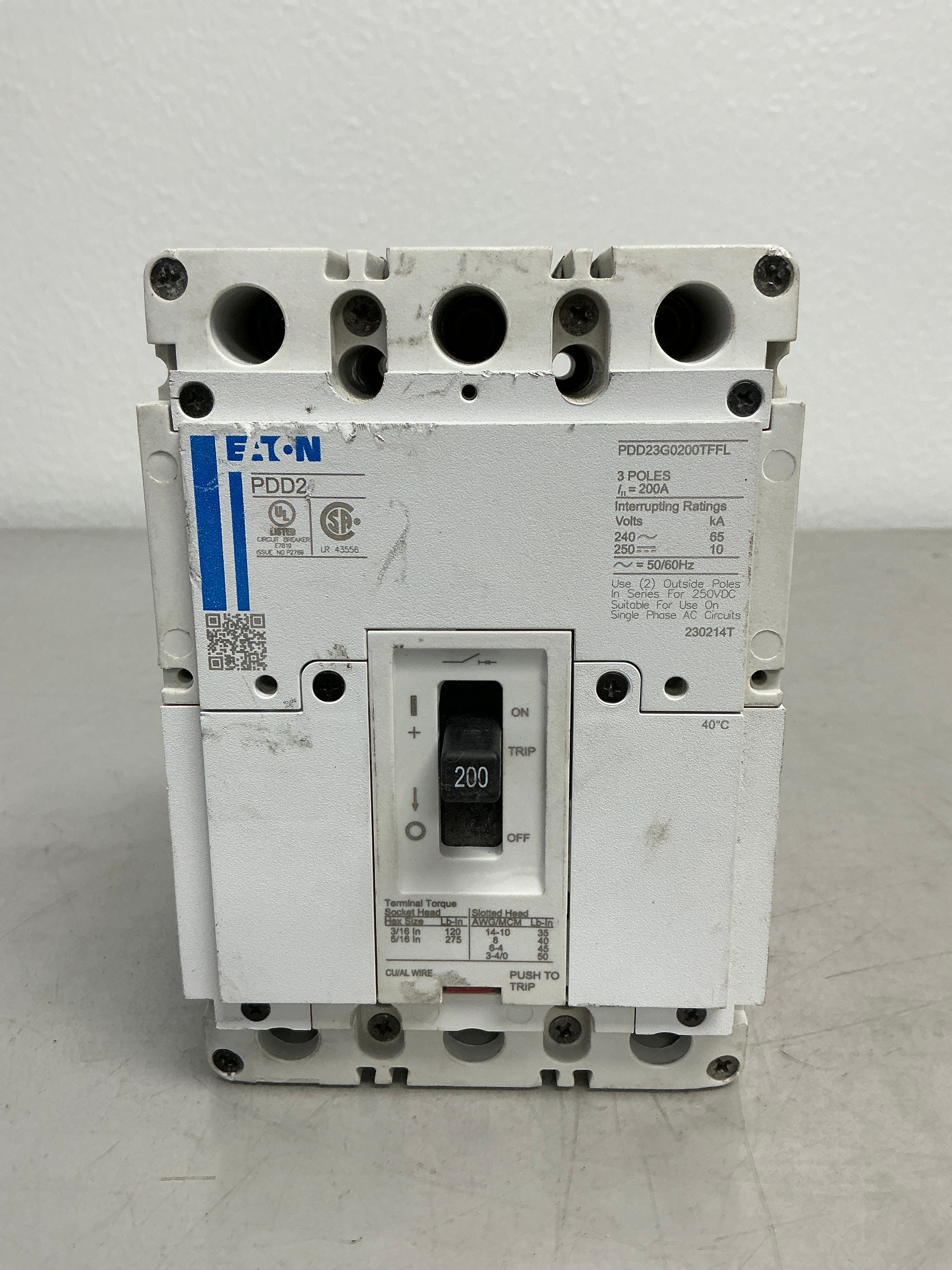 New Eaton PDD23G0200TFFL 3 Poles, 200 Amps