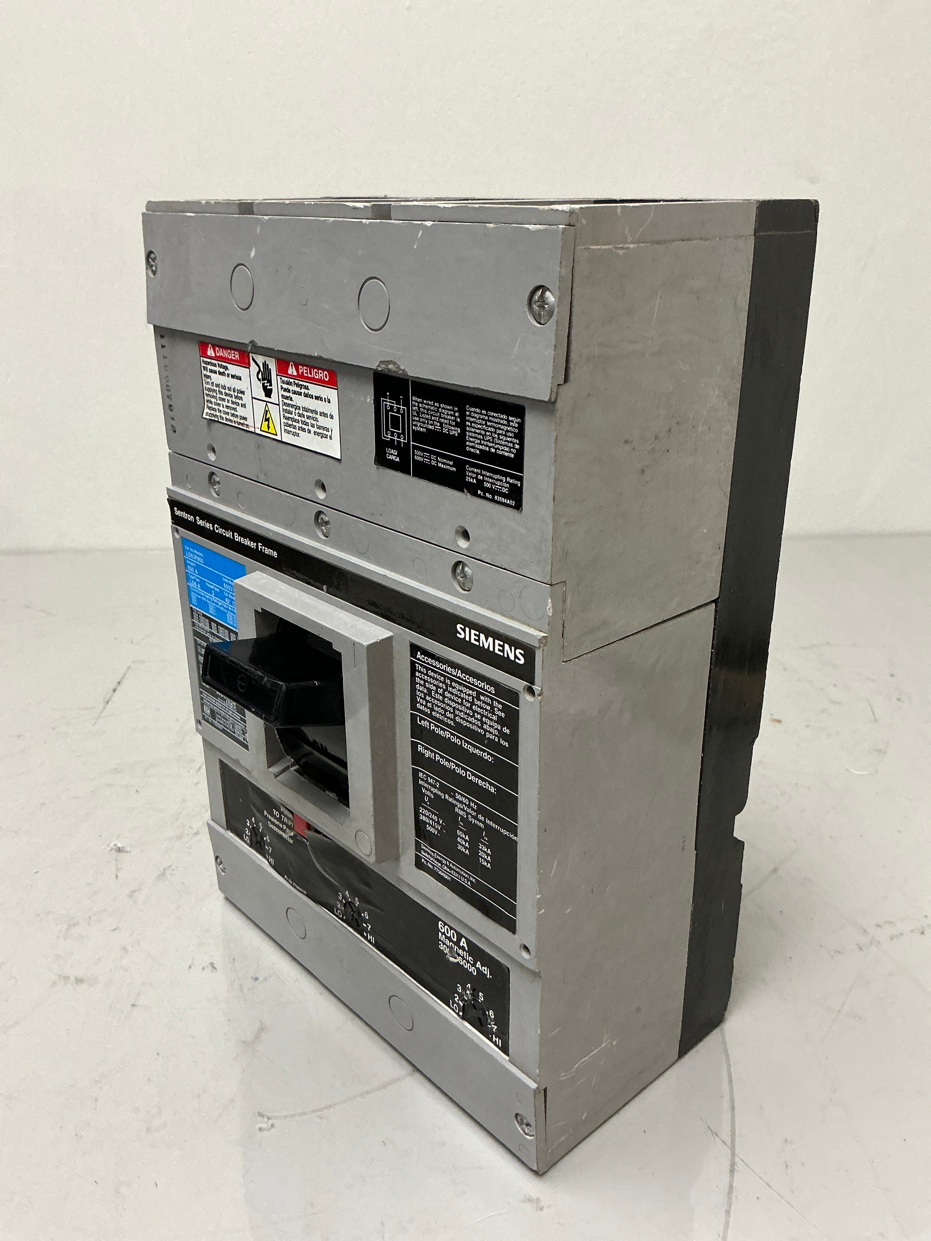 Used Siemens LD63F600 3 Pole, 600 Amps, 600 Volts Circuit Breaker