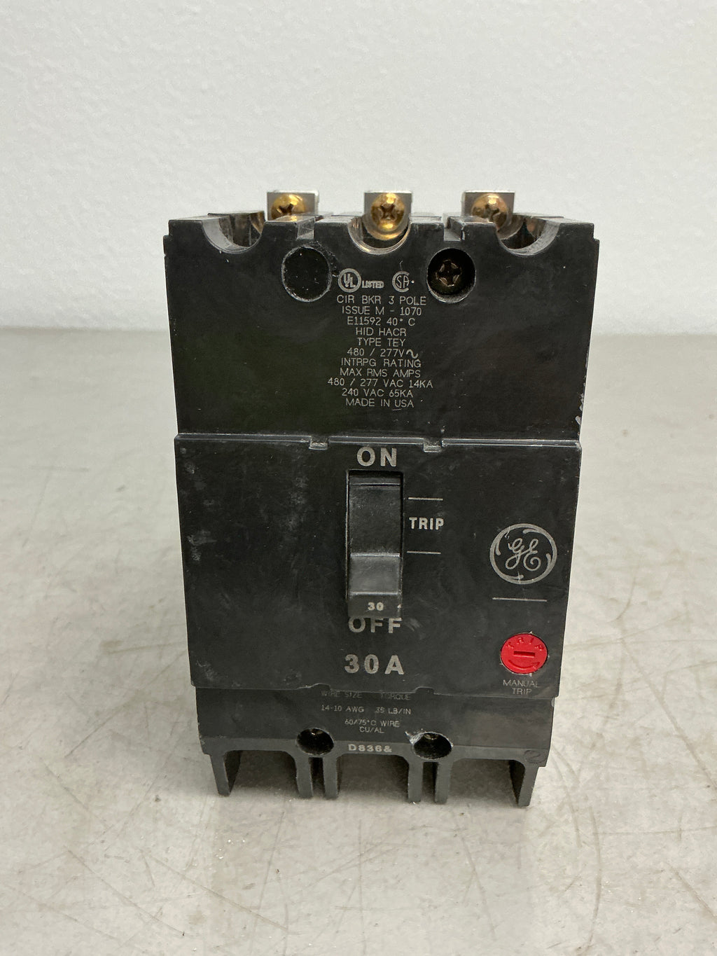 Used TEY330 3 Pole, 30 Amps, 480 Volts Circuit Breaker