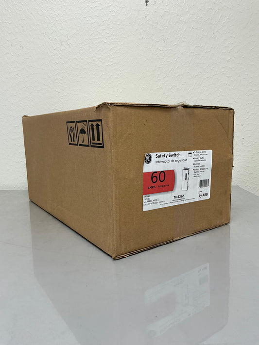 New In Box General Electric TH4322 60 Amp, 240 Volt, Indoor, Fusible, 3 Phase Disconnect
