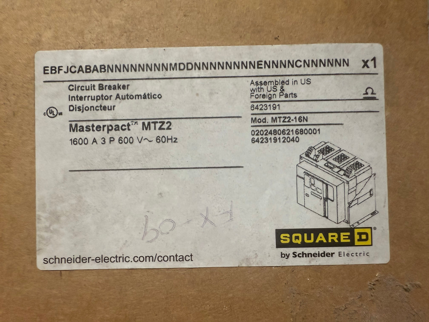New Square D MTZ2-16N 1600 Amps
