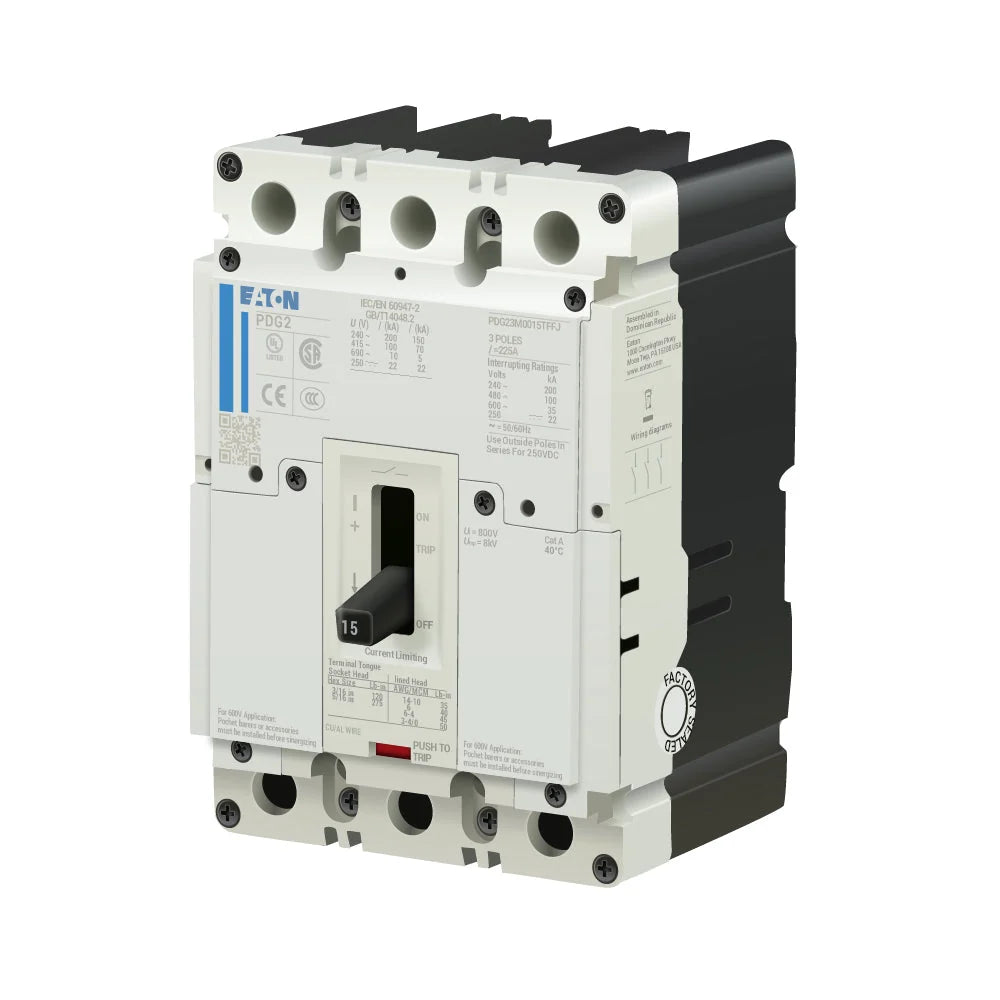 New Eaton PDG23M0015TFFL 3 Pole, 15 Amps, 480 Volts Circuit Breaker